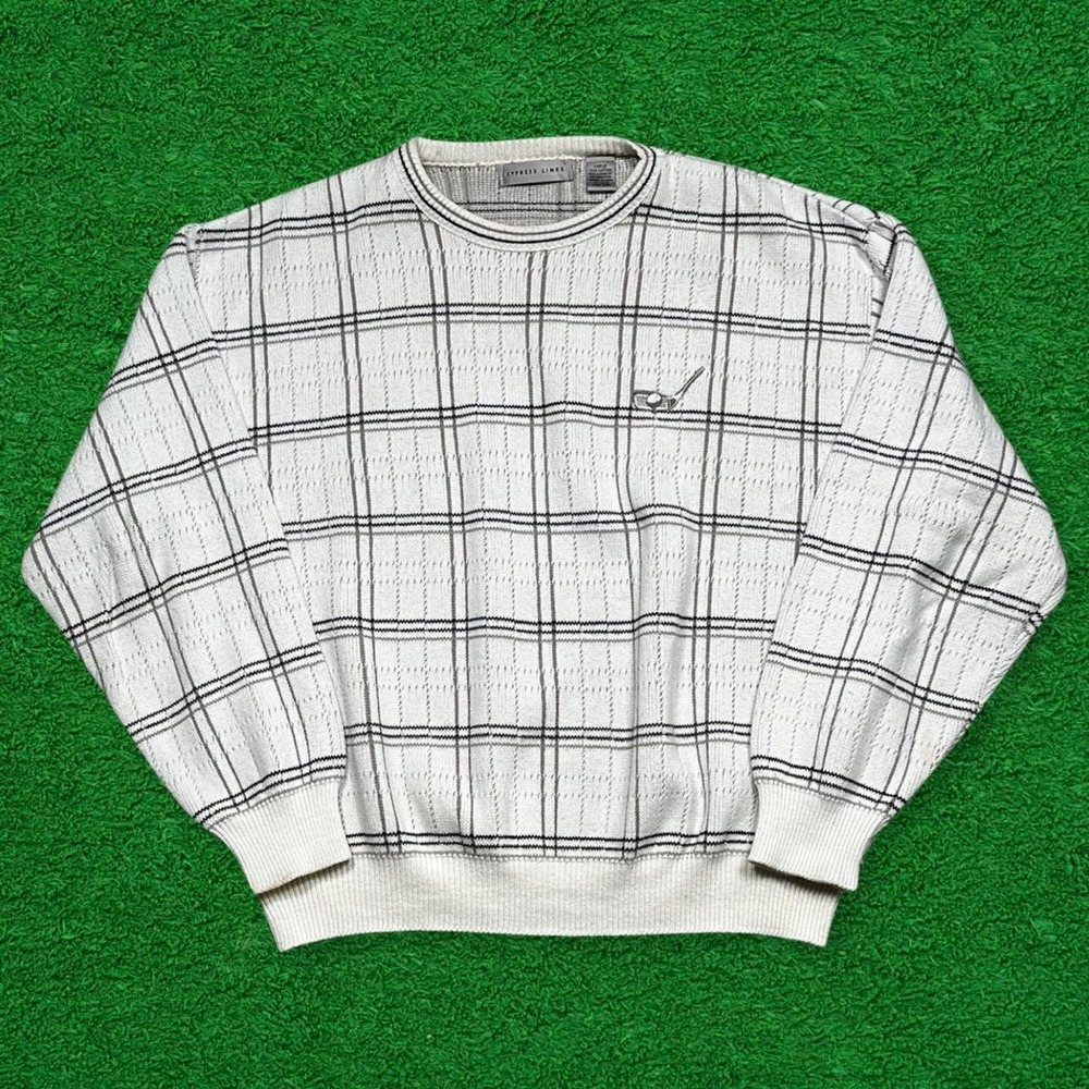Vintage Made In USA Cypress Links AOP Knit Sweater Size Large